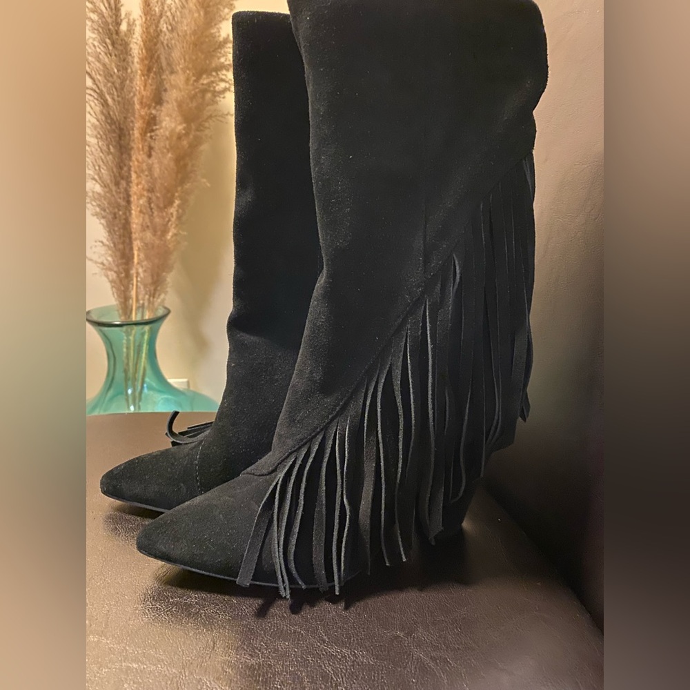 Nordstrom Black Fringe Ankle Booties